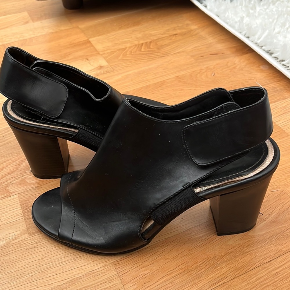 Black open toe heels